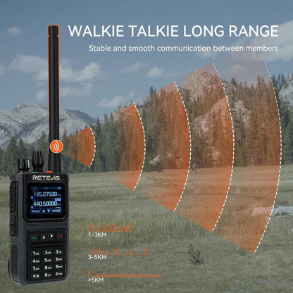 Retevis C1 Walkie talkies Lange Afstand, Professionele Portofoon IP67 Waterdichte 1800mAh Groepsoproep Ruisonderdrukking VOX, Dual Band Walkie Talkie voor Volwassenen Bosredding (Zwart, 2 Stuks)