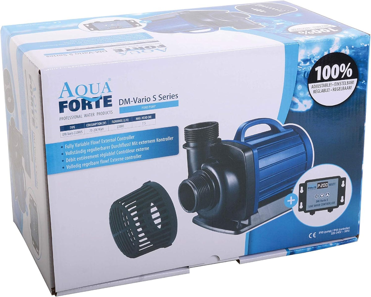 AquaForte Filter-/vijverpomp DM-30.000 Vario S, 115-335W, opvoerhoogte 9,5 m, regelbaar met externe controller. Ideaal als vijverpomp of als beeklooppomp/watervalpomp