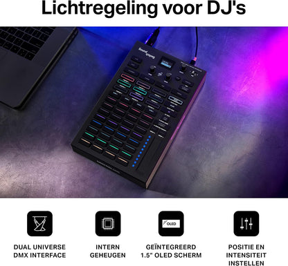DMX-Controller – Lichtcontroller – DJ-Lichtcontroller – Verlichtingscontroller – DMX-Interface – 2 DMX-Universes – 1,5-Inch OLED-Scherm
