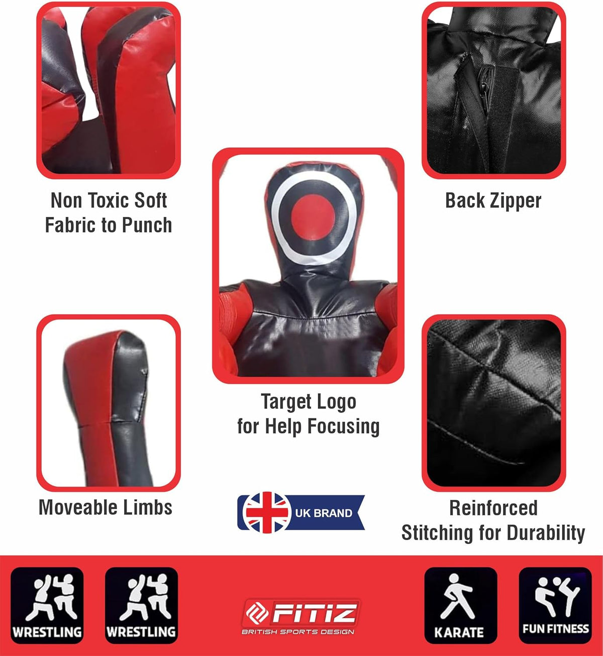 MMA Grappling Dummy Judo Bokszak Dummy BJJ Worstelen Dummy Zittende Positie Braziliaanse JIU Jitsu Inzending Zelfverdediging Training Vinyl Multicolor Kies Dummy 170cm ONGEVULD