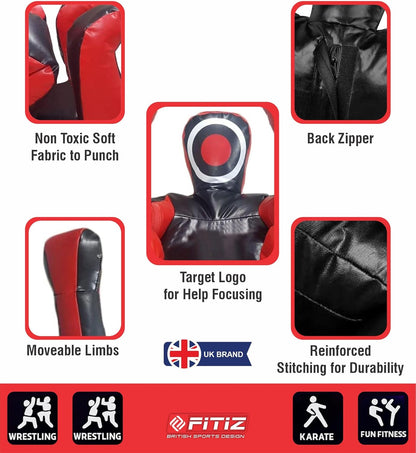 MMA Grappling Dummy Judo Bokszak Dummy BJJ Worstelen Dummy Zittende Positie Braziliaanse JIU Jitsu Inzending Zelfverdediging Training Vinyl Multicolor Kies Dummy 170cm ONGEVULD