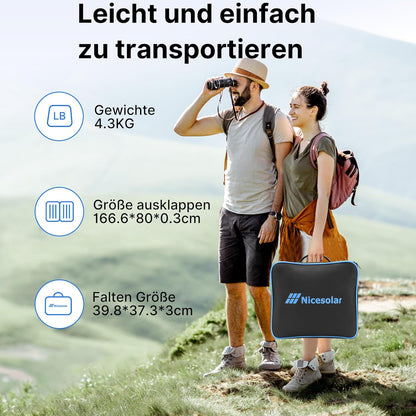 Nicesolar Zonnepaneel, opvouwbaar, 200 W, voor draagbaar powerstation, zonne-generator, compact en IP67 met USB-A & C Pd65W, zonnepaneel, oplader voor mobiele telefoon, tablet, outdoor, reizen