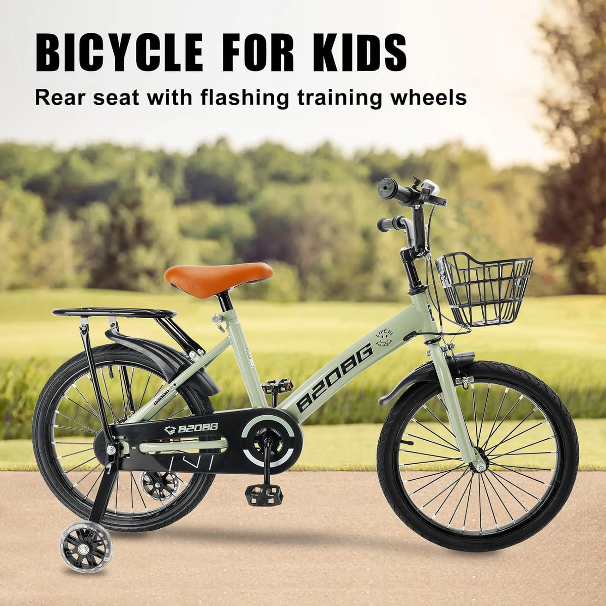 Kinderfiets, 45,7 cm (18 inch), hoogwaardig koolstofstalen frame, verstelbare zitting en stuur, dubbele remmen, geïntegreerde naven, afneembare mand, steunwielen, comfortabel zadel, jongens