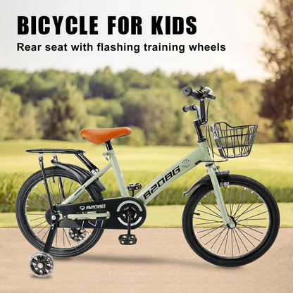Kinderfiets, 45,7 cm (18 inch), hoogwaardig koolstofstalen frame, verstelbare zitting en stuur, dubbele remmen, geïntegreerde naven, afneembare mand, steunwielen, comfortabel zadel, jongens