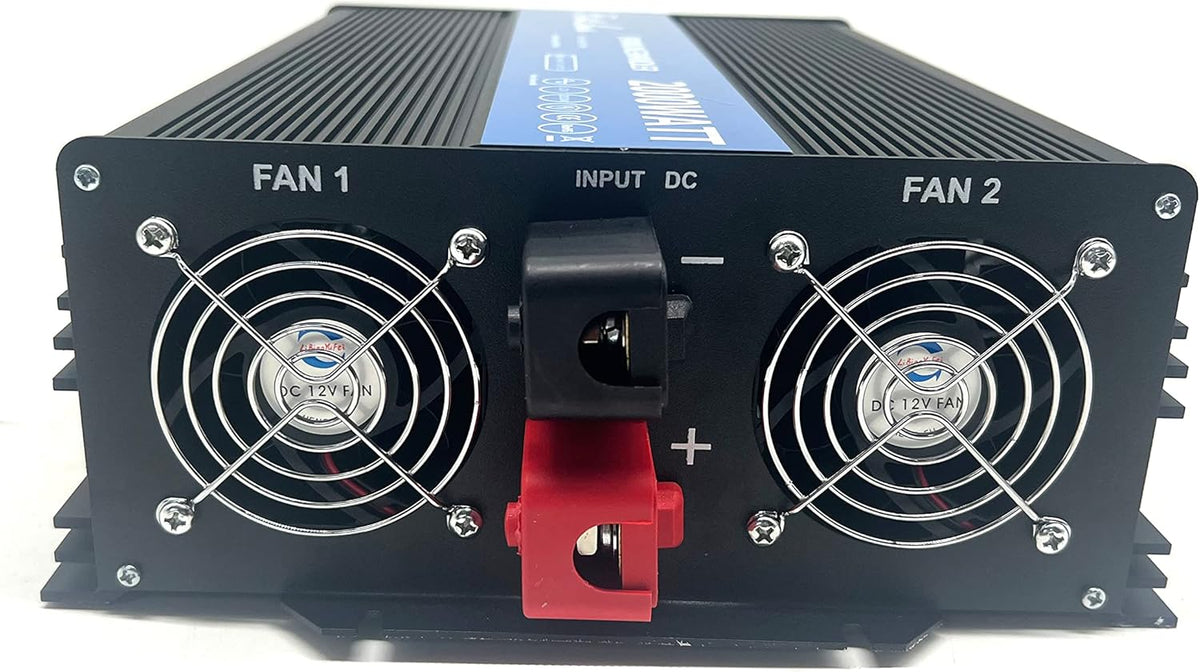 DC 12 V naar AC 230 V 50 Hz 2000 W Nominaal vermogen omvormer 4000W Surge Pure sine-golf met dubbele stopcontacten, USB en LCD-display.