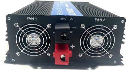 DC 12 V naar AC 230 V 50 Hz 2000 W Nominaal vermogen omvormer 4000W Surge Pure sine-golf met dubbele stopcontacten, USB en LCD-display.
