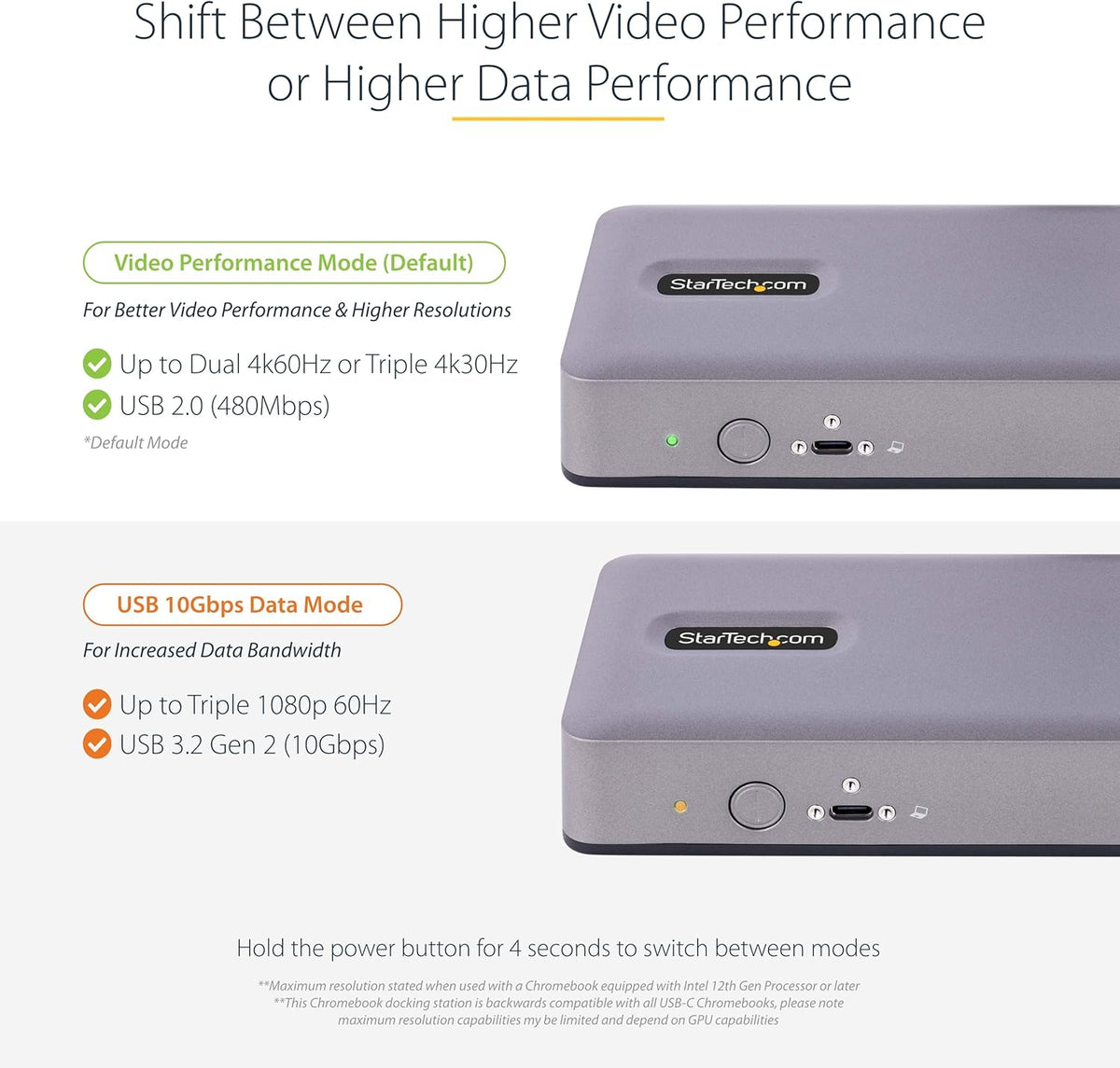 StarTech.com USB-C Docking Station, Multi Monitor USB-C Dock, HDMI/DP/DP Alt-mode, 3x 4K30 / 2x 4K60, 7x USB Hub, 60W Power Delivery, GbE, 3.5mm Audio, Works With Chromebook Certified (DK31C3MNCRUE)