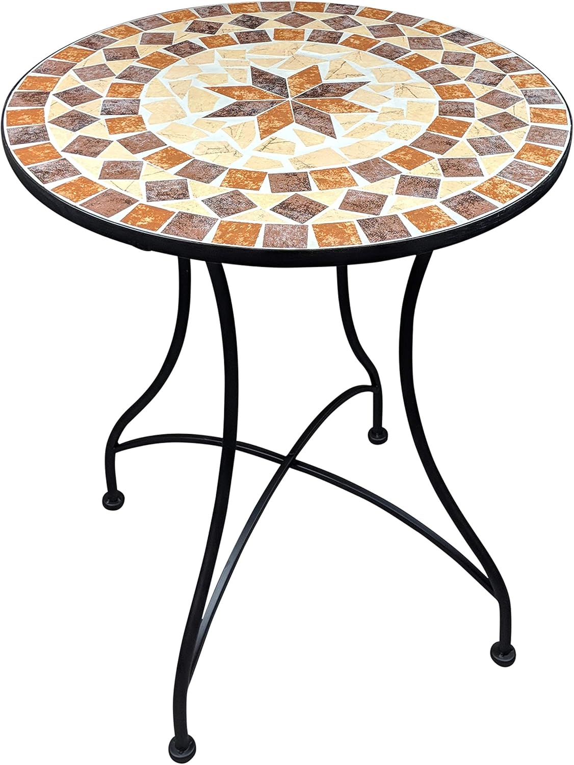 Mozaïek tuintafel, balkontafel, rond, 60 cm, mozaïektafel, mediterrane bijzettafel, mozaïek, ronde tuintafel