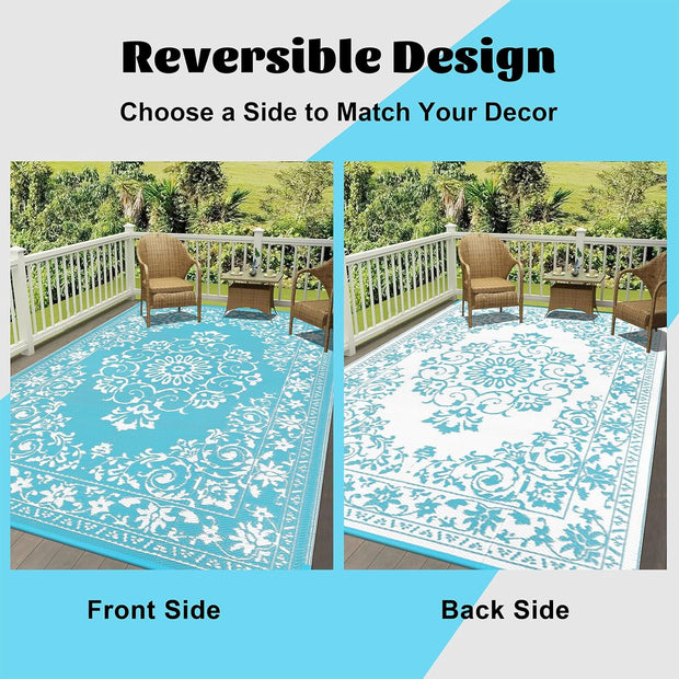 Buiten Vloerkleed - Buitenkleden - Buitentapijt - Opvouwbaar - UV-bestendig - Waterdicht - Omkeerbaar - Buitenmatten - voor Buiten - Balkon - Strand - Picknick -Terras - Rechthoekig - 240 x 300 cm - Grijs