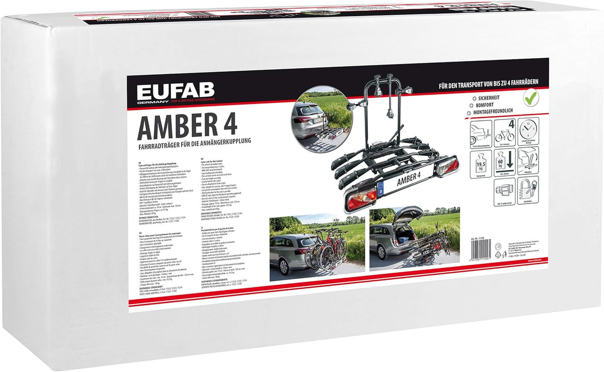 EUFAB 11556 fietsendrager AMBER 4, zwart, ca. 102 x 83 x 72 cm