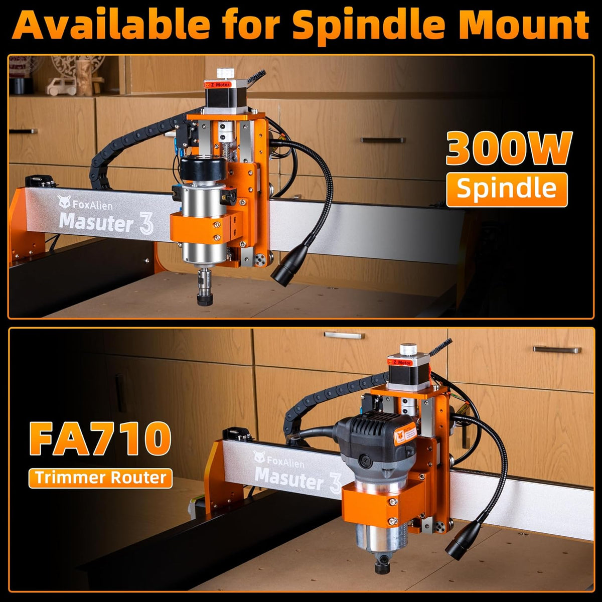 FoxAlien CNC frees/freesmachine Masuter 3 met stalen wielen, 3-assige graveermachine 15,75" x 15,75" x 3,74" werkgebied voor hout acryl MDF nylon snijwerk