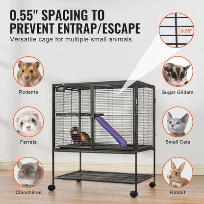 4-Laags Metalen Kooi Voor Fretten -  Geschikt Voor Ratten, Hamsters, Cavia's en Chinchilla's - 77 cm x 52 cm x 92 cm