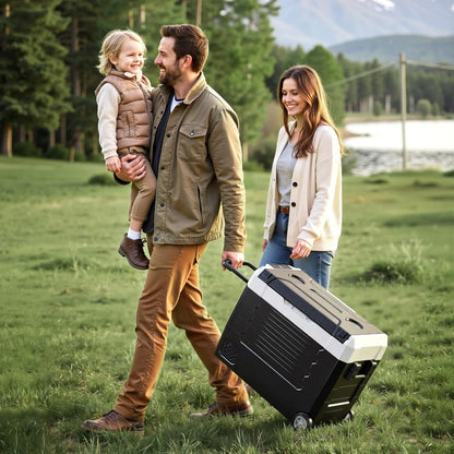 VEVOR Draagbare autokoelkast met compressor, inhoud 45 liter, koelcontainer met dubbele zone, temperatuur tussen -20 tot 20 °C, app-bediening, mini-koelkast voor auto, caravan, camping, vissen