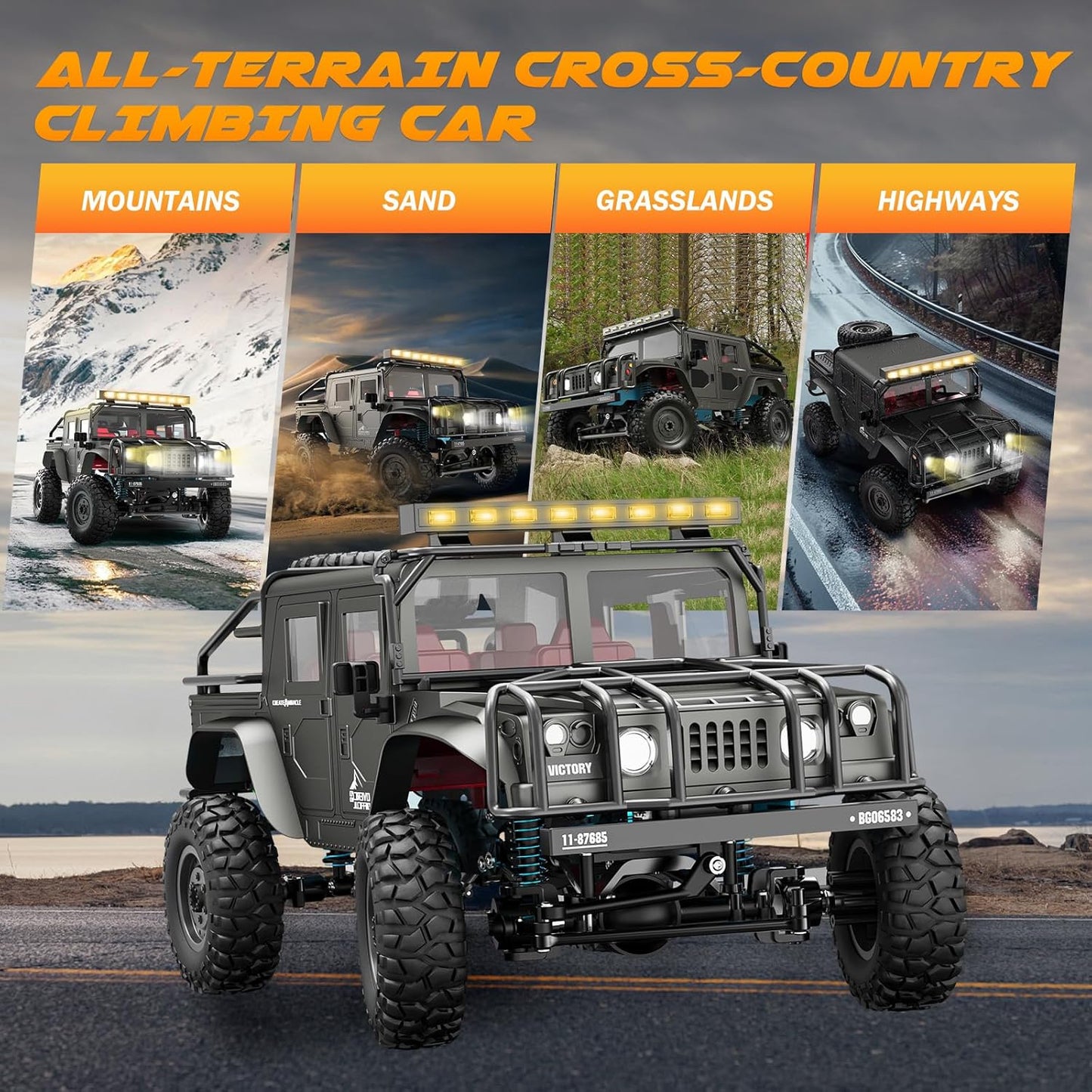SIMREX 1:12 Schaal All-Terrain Afstandsbediening Auto, 4WD RC Auto's met 2,4 GHz, RC Klimtruck, IPX4 Waterdicht Off-Road Voertuig met Twee Oplaadbare Batterijen, Voor Kinderen Tieners Volwassenen