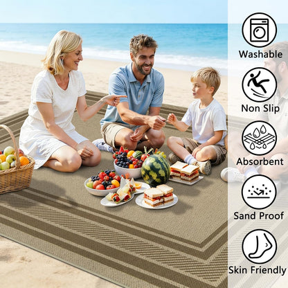 Famibay Tapijten voor woonkamer, groot, 200 x 290 cm, wasbare tapijten voor slaapkamer, jutelook, antislip vloerkleed voor woonkamer, slaapkamer, eetkamer, bruin