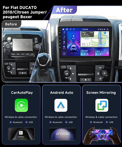 Autoradio – 2DIN Radio – Multimedia Speler – GPS Navigatie – Bluetooth Auto – 9 Inch HD Touchscreen – Android 13 Met Draadloze CarPlay & Achteruitrijcamera