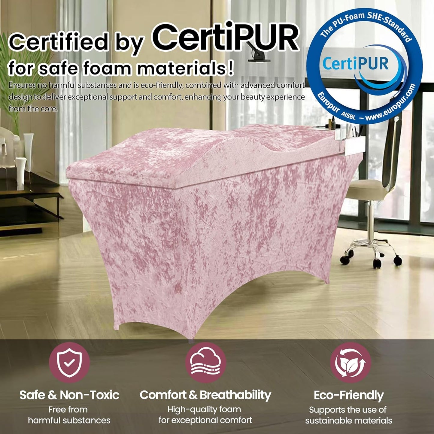 Lash Bed Topper van Hoogwaardige Dichtheidsschuim – Ergonomisch Wimperkussen voor Massagetafel, Comfortabel Foam Matras voor Schoonheidssalon