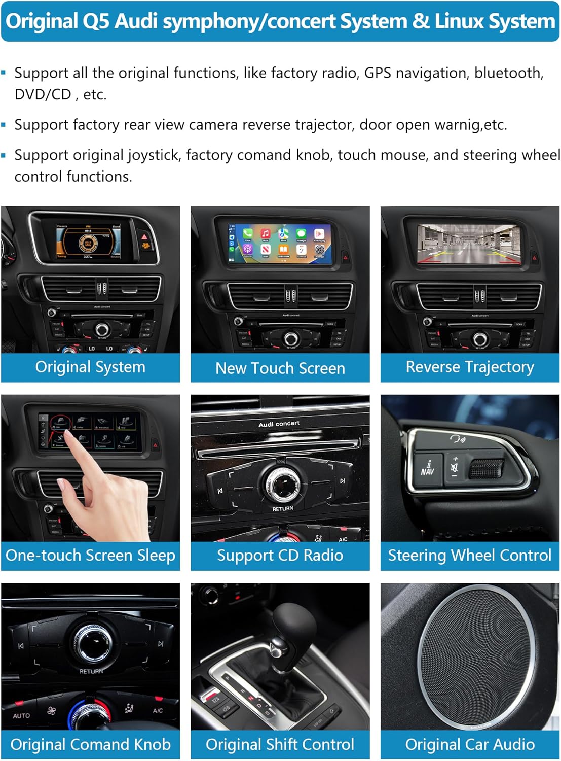 Autoradio 8,9 Inch Touchscreen – Multimedia Systeem – Navigatiesysteem – Inbouw Radio – Smartphone Connectiviteit – Wireless Apple CarPlay – Android Auto – Behoud Originele Functies – Hoge Resolutie 1920x720