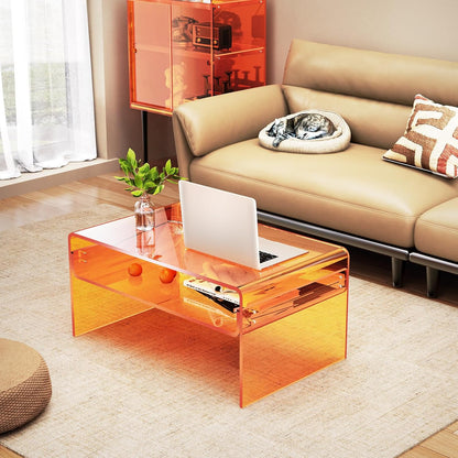 Acryl Salontafel, Transparant Helder Acryl Tafel (Oranje, 50 cm)