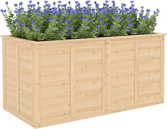 Outsunny verhoogde plantenbak van hout 152 x 77 x 77 cm met open bodem en versterkingsbalken – weerbestendig en ideaal voor tuin en balkon - QUORE
