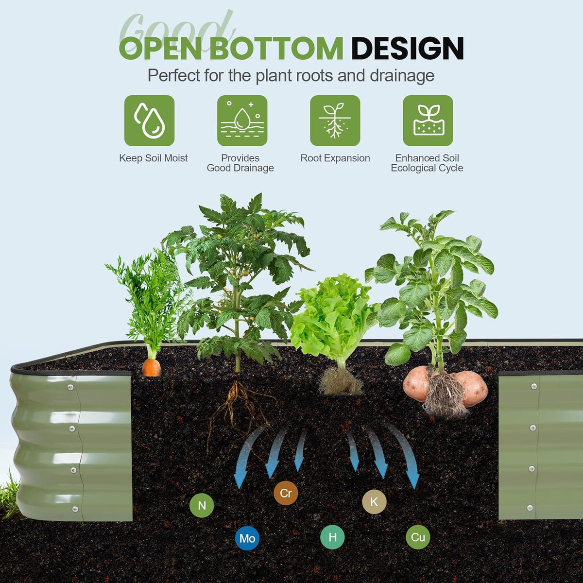 Verhoogde tuinbedset | 4-in-1 verstelbaarGegalvaniseerde plantenbakken voor groenten, bloemen | 30,5 cm hoog, meerdere maten (5x3x0,3 ft, 4x4x0,1 ft, 6x2x0,1 ft, 7x0,1 x 0,3 ft) | Metalen verhoogd