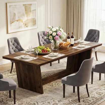 Lailang 180cm Eettafel, Eetkamertafel Rechthoekige, Industrial Dining Table, Houten Eettafel, Dining Table For 6 8, Large Dining Room Table, 180 x 80 x 76 cm, Rustic Brown