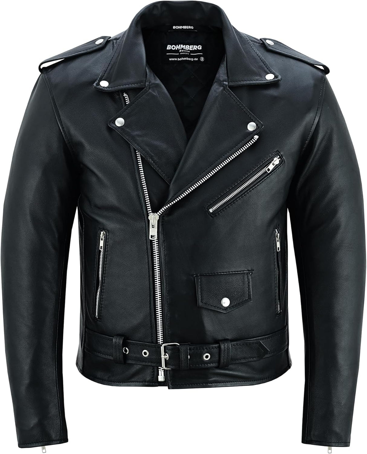 Leren herenjack Highway Bikerjack Marlon Brando Motorjas - Touringjack volnerf echt leer Zwart - 3XL