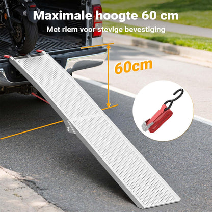 Oprijplaat aluminium opvouwbaar – 215 cm 340 kg – motoroprijplaat oprijsteun oprijplank