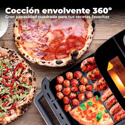 Fagor Naturfry SmartCrust-luchtfriteuse met dubbele weerstand, vermogen 2200 W, 7 l inhoud, led-touchscreen, 10 vooraf ingestelde menu's, temperatuurregeling 40-230 °C