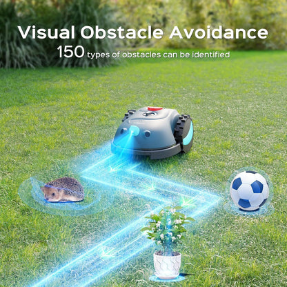 V100 Robotmaaier zonder Grensdraad, met Visuele NNavigatie, Obstakeldetectie (150 soorten), Geluidsarme Robotmaaier met 4Ah-accu, Vervangende Messen, Gericht maaien, max. 150 m²