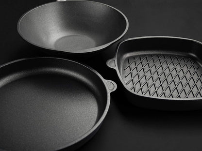 AMT Gastroguss Frying pan, 28 cm diameter, 7 cm high, stewpan, removable handle, suitable for induction, Lotan® non-stick finish, cast iron pan (cast aluminum), AMZN-I-728-Z20B - QUORE