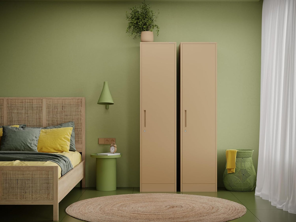 Archiefkast kantoorkast metalen kast opbergkast 4 planken vleugeldeur draaigreep poedercoating metaal 185 cm x 45 cm x 40 cm (beige)