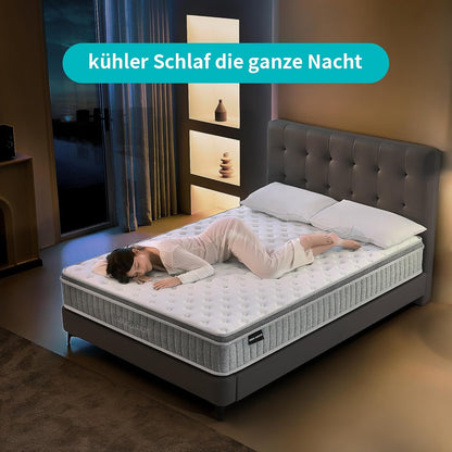 Pocketveringmatras, ergonomisch matras met 7 zones, hardheid H3, hoogte 20 cm, 160 x 200 cm