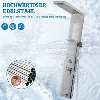 Douchepaneel – Douchekolom – Doucheinstallatie – Douche Systeem – Douchewand – Roestvrij Staal – 5 Functies Met Regendouche & Massagejets – Zilveren Uitvoering