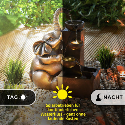 3 PAGEN® Fontein op zonne-energie voor buiten, waterval, sfeervol verlicht, eenvoudig in gebruik, weerbestendig en robuust, ideaal voor tuin en balkon
