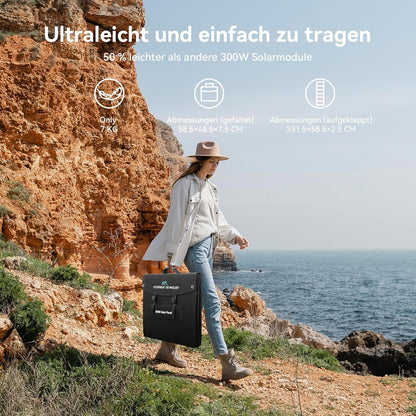 Ecosonique Zonnepaneel, 300 W, opvouwbaar, draagbaar zonnepaneel, oplader voor de meeste krachtcentrales, 40 V MC4-voeding en meerdere uitgangen, folarmodule voor camping, outdoor, camper