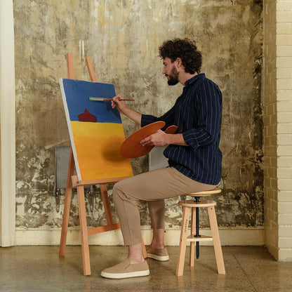 MEEDEN Beboste Tekenkruk met Verstelbare Hoogte, Kunstenaarskruk, Houten Barkruk, Keukenkruk, Kantoorstudiokruk, Perfect voor Kunstenaarsstudio, Thuisgebruik, Keuken, Bars