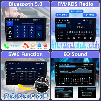 4+64G Stereo Auto 2 din Android met GPS -Navigatie, Bluetooth Dubbele din Radio Auto met Scherm, Motorsi Auto Radio Support Mirrorlink/FM/WIFI/USB/SWC + Microfoon