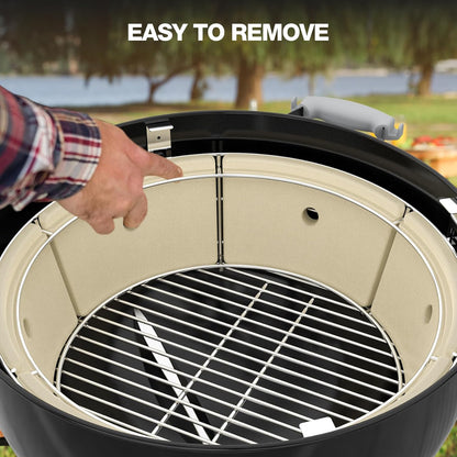 Onlyfire Rookbox Kit met Roestvrijstalen Houtskoolmand, Hitteafleider en 4 Steunhaken, BBQ Smoker Box voor Weber 57 cm/22" Ketel Houtskoolgrill, Gerookt Vlees en Vis