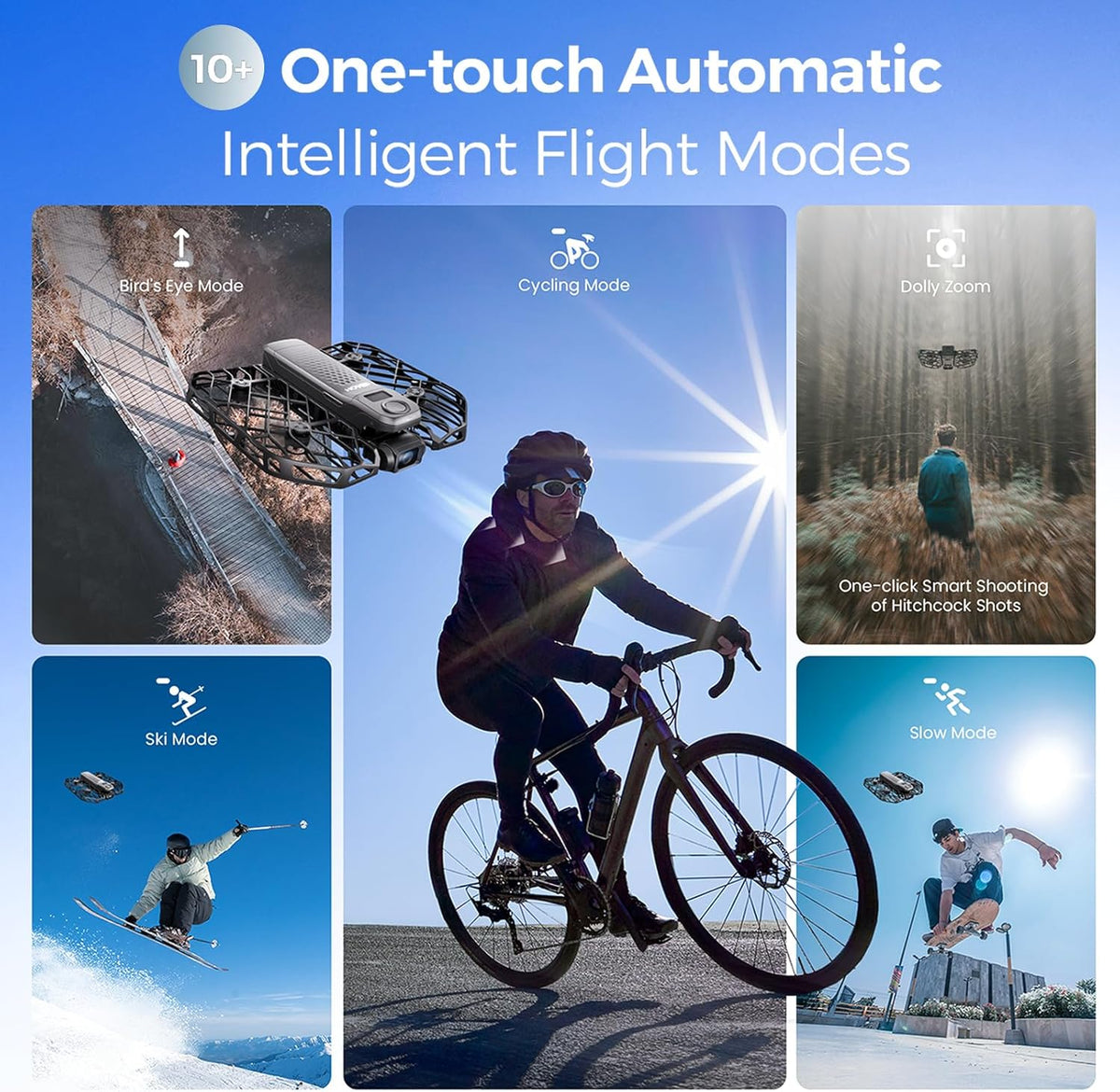 HOVERAir X1 PRO 4K Action Flying Camera, Vouwenbare drone met camera met 42 km/u volgssnelheid, 10+ volledige automatische vluchtmodi, Vlieg overal met OmniTerrain, SmoothCapture 2.0 (Fietscombo)