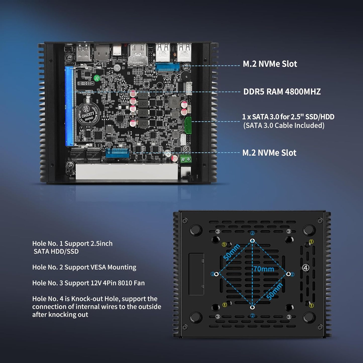 Mini PC N150 (Upgraded N100) Firewall Appliance, OPNsense Mini Computer with 6 Port i226-V 2.5GbE LAN, F5 Fanless Micro PC DDR5 8GB RAM 128GB NVMe SSD, USB Type-C, 3-Display