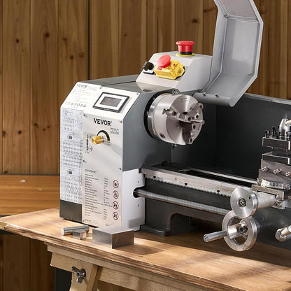 VEVOR 3-jaw lathe holder, 200 mm, self-centering chuck with 2 1/4"-8 threaded support plate, 4-200 mm clamping range with T-wrench screws, HT300 material, for wood-metal lathe