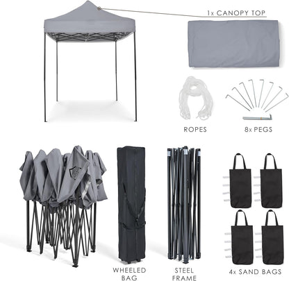 All Seasons Gazebos, 3 x 2 m, robuust, volledig waterdicht, premium pop-up tuinhuisje + draagtas en gewichten (metallic grijs)