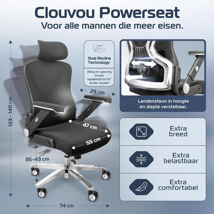 Bureaustoel – Office Chair – Gamestoel – Computerstoel – Kantoorstoel – Ergonomisch Mesh – Verstelbare Armleuningen – Draagkracht 200 kg