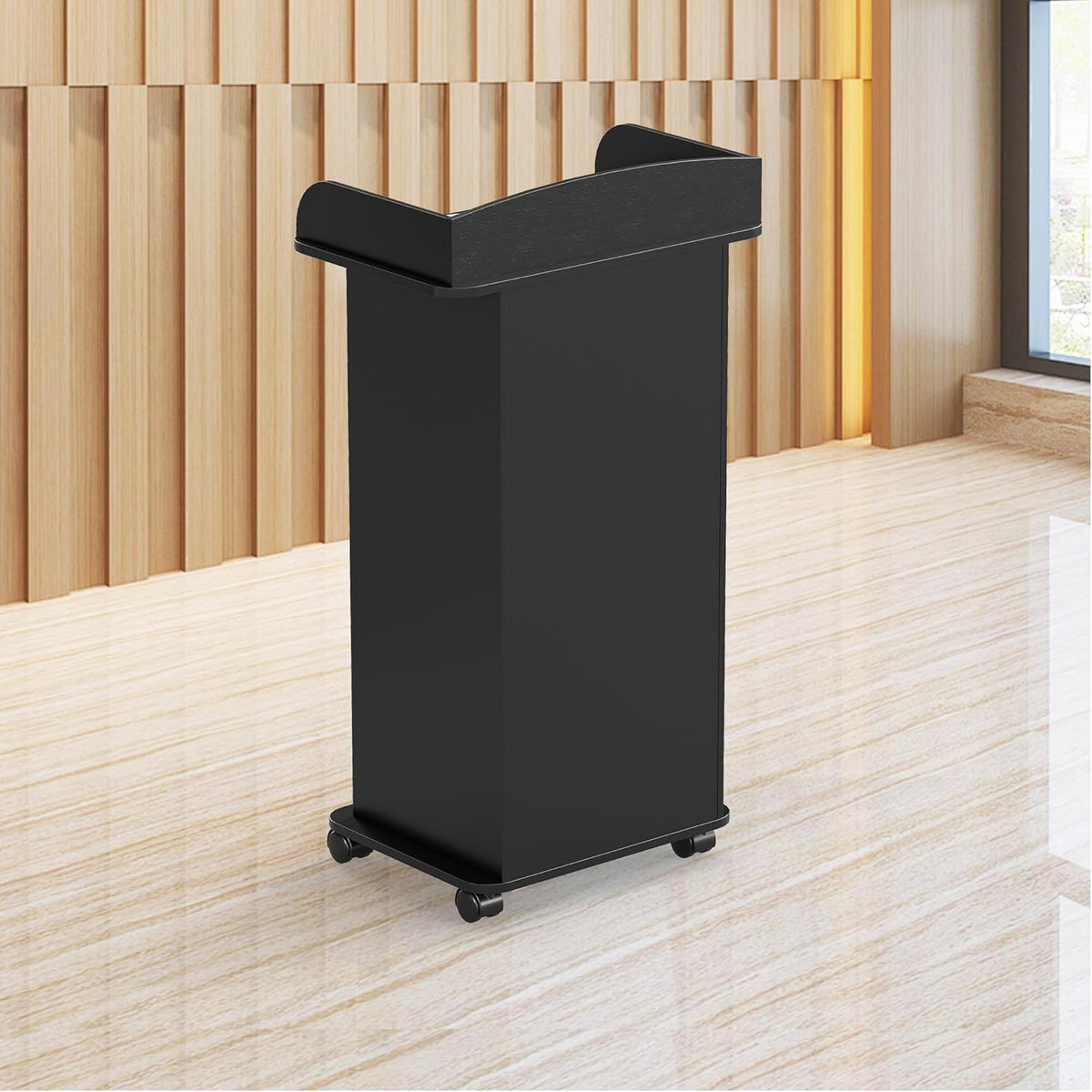 tonchean Lessenaar Podium Stand op Wielen Houten Preekstoelen Staand Bureau Podium Stand Spraak Bureau Host Podium met Opslag Plank voor Kerk Conferentie Auditorium Seminar School Kantoormeubilair