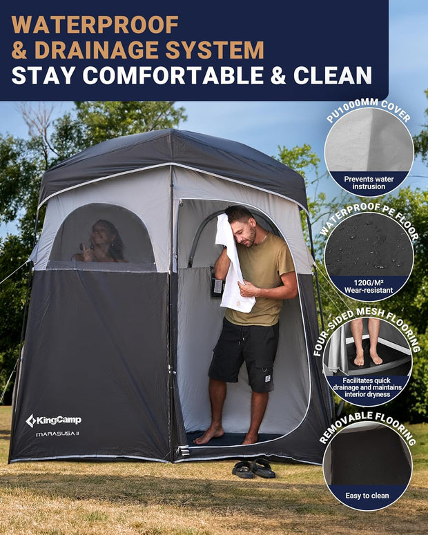 KingCamp Pop Up Dressing Veranderen Tent Douche Kamer Afneembare Vloer voor Camping Outdoor Strand Toilet Draagbare met Draagtas