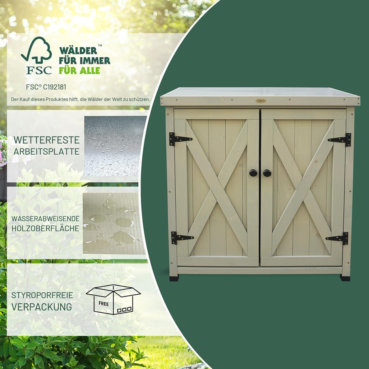 Garden cabinet "Laura", 80 x 45 x 92 cm - QUORE