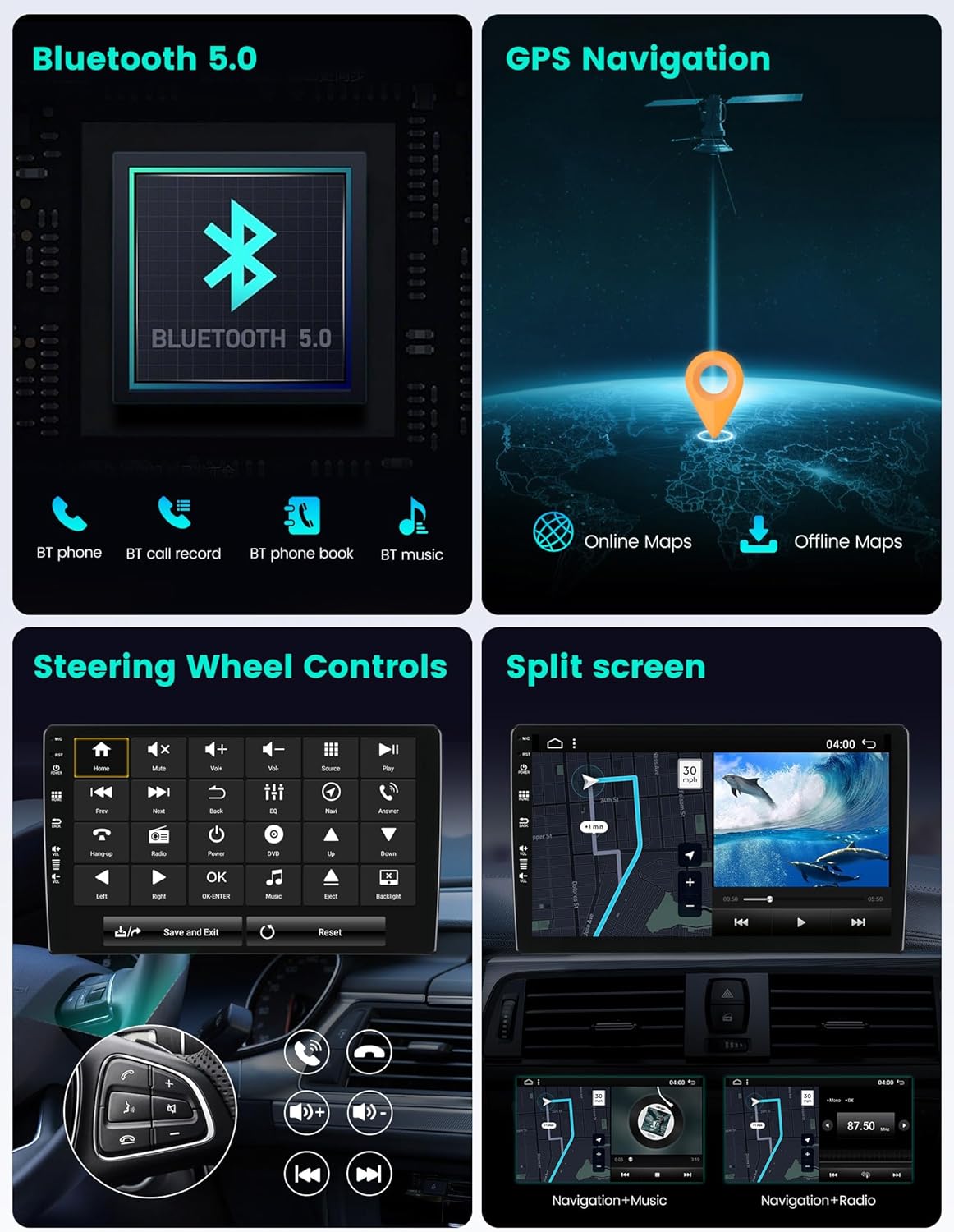 2G + 64G autoradio Android 15 voor VW Touareg 7L 2003-2010 met Carplay Android Auto DSP touchscreen 9 inch - Mirror Link GPS WiFi BT FM/RDS SWC Fast Boot Camera