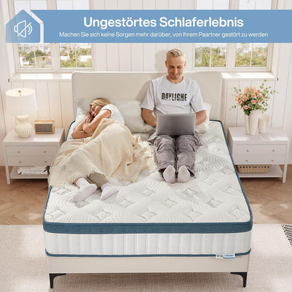 Tribesigns Mattress, 120 x 200 cm, Height 25 cm, Pocket Spring Mattress, Medium Hardness H3, 7-Zone Orthopaedic Mattresses with Oeko-Tex Certified Spring Mattress with Gel Memory Foam