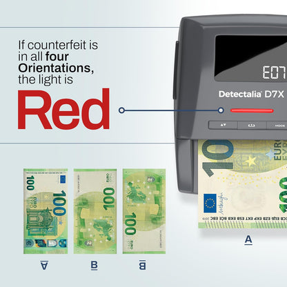 Detectalia D7X Bankbiljettencontroleur en telmachine afzonderlijk - Valsgeld tester met 7 herkenningstests voor euro, gbp, chf, pln, czk en sek